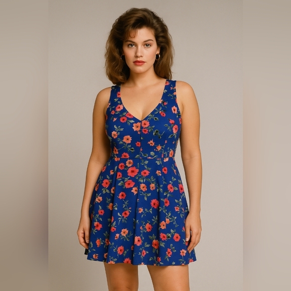 Candie's Dresses & Skirts - Candie's Medium Purple Floral Cocktail Retro 60's Classic Midi Fit Flare Dress
